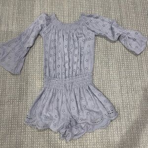 Lavender eyelit shorts romper